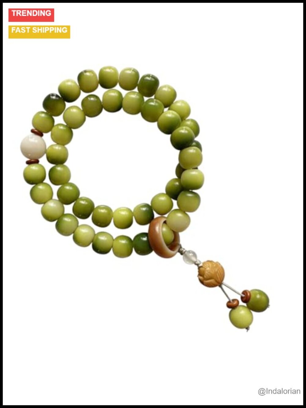 Natural Bodhi Seed Bead Bracelet Double Wrap, Meditation Yoga Jewelry, Stretch